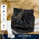 CHARLES&KEITH子母链条大容量流浪包托特包单肩斜挎包女包生日礼物CK2-40671449 【L号】Black黑色 L