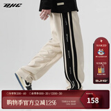 BJHG【2.0】 不计后果春秋环保麂皮绒串标拼接休闲裤子男潮流直筒长裤 卡其色 XL (140-160斤）