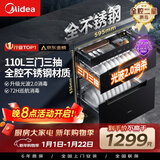 美的（Midea）暖阳消毒柜嵌入式家用 厨房餐具碗柜碗筷茶杯茶具 紫外线 110L三层大容量 110HQ2pro