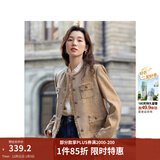 茵曼（INMAN）法式小香风短外套冬季女长袖洋气小个子休闲夹克上衣 浅驼色 M