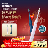 飞利浦（PHILIPS）电动牙刷S3 生日礼物 新年礼物 情侣款送男生/女友 柔和亮白刷头小羽刷 5种模式 绝绝紫HX2471/02 