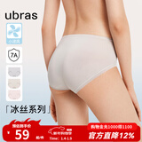 ubras冰丝凉感超薄透气不闷内裤女士中腰抗菌舒适三角裤（3条装） 椰青灰+浅桃粉+燕麦奶 3条 L