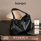 半坡饰族（bampo）女包包新款福瑞方方包头层牛皮大容量轻奢单肩斜挎包圣诞礼物 墨碳黑【葫芦专属五金】