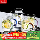 唯铭诺玻璃喝水杯耐热茶杯子套装家用带把透明高硼硅玻璃杯 6只装300ML