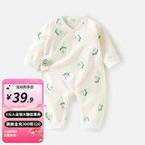 婧麒（JOYNCLEON）婴儿连体衣纯棉长袖款新生儿哈衣男女宝宝春秋无骨爬服婴儿衣服 绿色恐龙 66cm