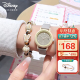 迪士尼（Disney）手表女简约小圆盘带日历石英表初高中学生女孩防水手表MK-11854GY