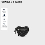 CHARLES&KEITH菱格爱心链条单肩斜挎包包女包送女友生日礼物CK2-80151353 Noir黑色 S