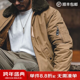 马登工装美式复古B15飞行员棉服夹克男保暖毛领加厚棉衣秋冬男士外套 卡其色 【袄男款冬季/飞行夹克棉服/军棉袄/厚外套】 XL
