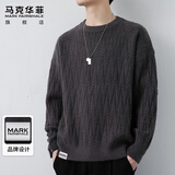 马克华菲（MARK FAIRWHALE）毛衣男士冬季宽松保暖厚款针织衫男休闲毛线衣打底衫 中灰色 XL