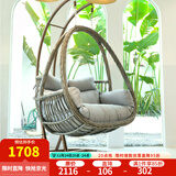 紫叶（ziye）双人吊篮椅阳台网红摇篮椅懒人吊床室内秋千卧室家用吊篮藤椅 加粗款竹青灰【坐垫地毯】双杆