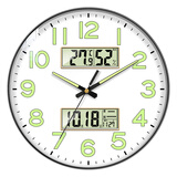 钟小白挂钟客厅钟表2025新款万年历石英钟表挂墙时钟免打孔温湿度家用表