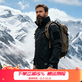 赫利肯火枪手软壳战术夹克男 户外出游防风保暖抓绒夹克tad徒步外套 黑色 L (高175-185cm 重160-180斤)
