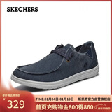 斯凯奇（Skechers）男鞋秋季一脚蹬帆布鞋商务通勤休闲软底板鞋66387