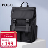 POLO双肩包男士短途旅行背包男学生书包15.6/16英寸翻盖电脑包大容量