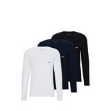 BOSS雨果博斯冬季新款潮流保暖休闲男长袖t恤打底衫3件套装白蓝黑色XL