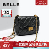 百丽礼物包包女包碎银几两小号小方包羊皮小香风斜挎包X6917BX4 黑色 F