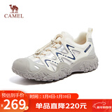 骆驼（CAMEL）溯溪鞋男撞色拼接绑带户外鞋 L14S469663 米白/灰/深蓝(男款) 40