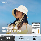 蕉下（beneunder）防晒帽女夏季飘带帽防晒渔夫帽系带镂空太阳帽女帽登山帽 【升级款】高岭白