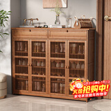 安尔雅新中式鞋柜门口简易鞋架家用收纳透气大容量多层玄关柜 四门带抽