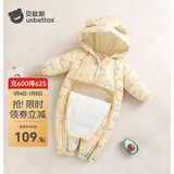 贝肽斯婴儿衣服宝宝连体衣保暖外出棉服冬季加绒加厚夹棉连帽哈衣 黄色长颈鹿 80cm
