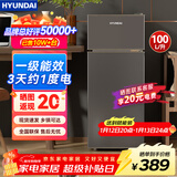 HYUNDAI（韩国现代）小冰箱迷你小型家用冷藏冷冻宿舍出租房办公室双开门二门电冰箱节能省电 100L灰【租房神器+行业热卖】