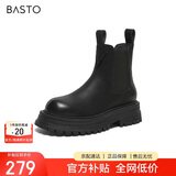 百思图烟筒靴女冬季商场同款切尔西女短靴ID155DD3 黑色 36