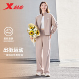 特步女子户外运动休闲运动套装时尚百搭跑步休闲 米奇棕 XL