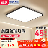 ARROW牌照明 吸顶灯led卧室灯客厅灯厨房阳台灯中山灯具 简黑-方60W精灵50cm适15平内