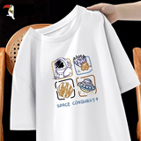 啄木鸟（TUCANO）短袖T恤男纯棉韩版潮流宽松大码透气打底衫青少年学生夏天休闲t恤 白/宇宙探险 3XL （重175-190斤高175-180）