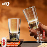 青苹果新年手握金山白酒杯精致二两杯6只装 加厚水晶玻璃带刻度观山杯