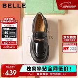 百丽女鞋乐福鞋女英伦小皮鞋25秋新通勤单鞋JD007CM5 黑色-亮面 38