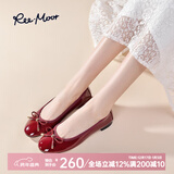 reemoor睿慕单鞋2025秋冬低跟圆头平跟浅口女鞋低帮软底纯色单鞋子 酒红色 38