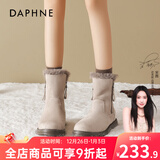 达芙妮东北防寒雪地靴女2025新款秋冬加绒加厚马丁靴女厚底防滑保暖棉鞋 卡其色 38