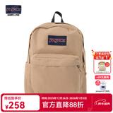 JANSPORT杰斯伯书包轻便双肩包男女旅行包简约背包电脑包学生校园 4QUE7R5奶咖/卡其色-侧袋+隔层