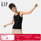 GAP女装2025春季新款基础款打底背心弹力多色舒适美版上衣723645 黑色 M 美码  XL亚洲码170/96A