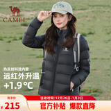 骆驼（CAMEL）轻薄羽绒服女防泼水90%绒子立领外套 J1W1PLN139B 幻影黑 XXL