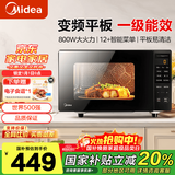 美的（Midea）家用变频微波炉 易清洁大平板底盘  智能菜单 20L小型迷你家用微波炉一级能效 PM20M3 易清洁内胆