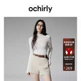 OCHIRLY【特享折扣】澳大利亚100%美丽诺羊毛半高领毛衣女高级冬 米白 M