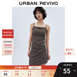 UR夏季新款女装潮流不规则下摆收褶吊带连衣裙UWV740053 中灰 XS