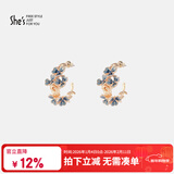 She's茜子手工滴油轻奢时尚耳饰梵高鸢尾花朵耳钉女新年礼物送女友