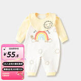 婧麒（JOYNCLEON）【带口水巾】婴儿衣服春秋款新生儿长袖哈衣纯棉连体衣 套头彩虹 73cm