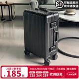 EAZZ【一体铝框｜退换免费】行李箱铝镁合金拉杆箱旅行箱登机密码皮箱 高端 铝框-黑色 20英寸 登机箱 签约商务手提箱