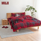 MUJI 棉法兰绒被套 家纺被罩单件被单纯棉冬季加绒全棉 红色格纹 双人用 200cm*230cm 被芯用