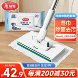 美丽雅洗脸巾拖把16cm迷你懒人擦玻璃除尘自动夹布+地板湿巾1包