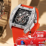 马克华菲（MARK FAIRWHALE）开拓者系列镂空机械表男士防水潮流夜光瑞士品质国表FW-6180-1