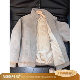 主意范（ZHUYIFAN）美式扎染pu皮衣棉服外套男款春秋冬季加绒加厚立领防寒机车服夹克 5D3074灰色加绒【升级款】 L 110-130斤