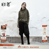 日着原创设计师女装新品秋季新款女上衣慵懒风连帽宽松套头卫衣外套 绿色 M