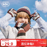 Kocotreekk树儿童手套加厚保暖半指手套男女童翻盖两用写字手套彩虹涧石蓝