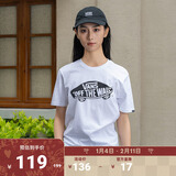 VANS范斯官方 男女情侣短袖T恤夏季滑板LOGO经典款白黑出游好物 白色 L