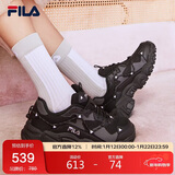 FILA斐乐官方女鞋猫爪鞋老爹鞋女子轻便缓震休闲复古运动鞋黑色